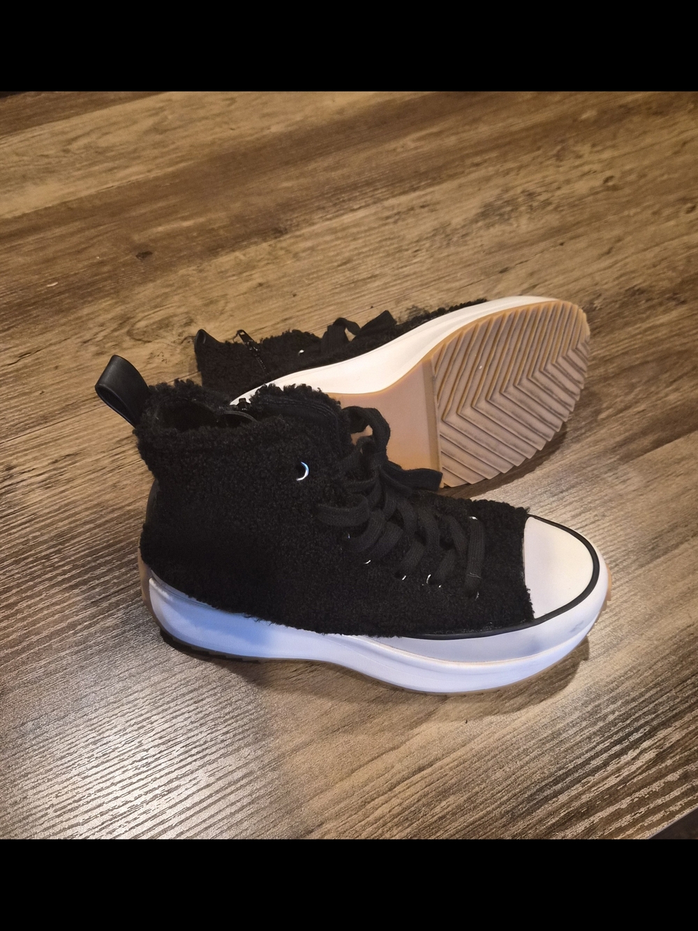 Steve Madden Black High-Top Platform Sneakers with White Toe